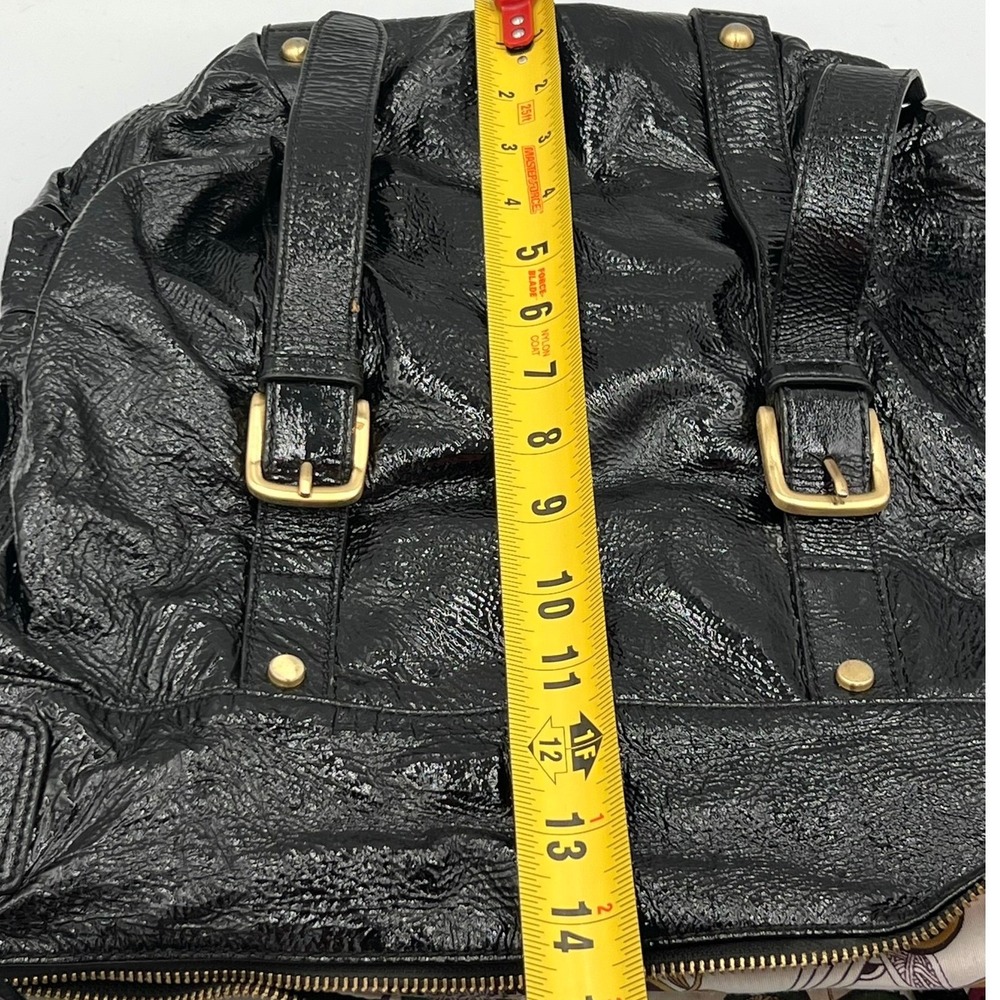 The Sak Hobo Bag Women Large Black Very Good Crinkled Patent Leather Buckle - Picture 7 of 8